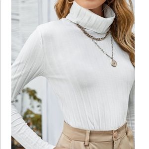 Turtle Neck Rib-knit Tee